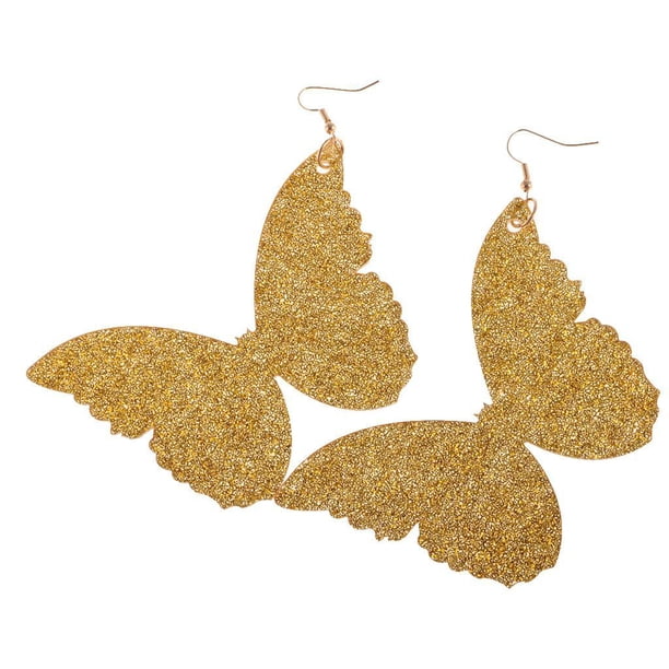 Pendientes de tuerca de mariposa grande de acrílico a la moda, gancho colgante de gota para baile de graduación de Halloween de 9cm Oro jinwen Pendientes