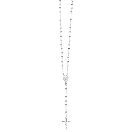 Silver Rosary Beads Sterling Silver Gold tone or Silver tone Rosary Bead Necklace Virgin Mary Cross Necklace 24