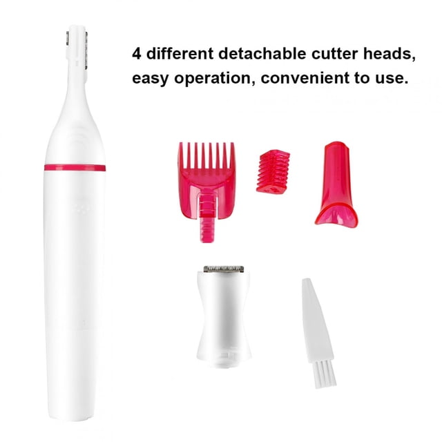 Cortadora De Pelo Eléctrica 4 En 1 Para Mujeres, Afeitadora Multifuncional Con Cabezales De Corte Desmontables, Removedor De Pelo Para Nariz, Cejas, Bikini, Uso Dual En Seco Y
