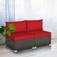 thumbnail image 3 of Costway 2PCS Patio Rattan Armless Sofa Sectional Conversation Furniture Set  W/Cushion Red, 3 of 12