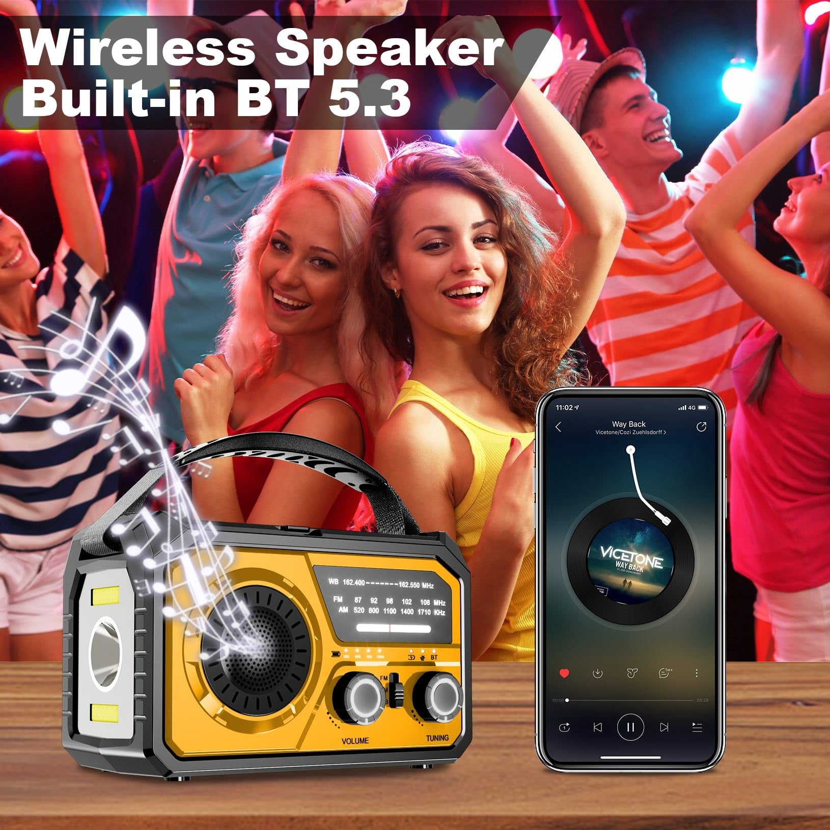 16000mah Hand Crank Emergency Weather Radio With Wireless  59200mwh Noaa Am Fm Solar Flashlight Cell Phone Reading Lamp Compass Sos For Camping And (orange)
