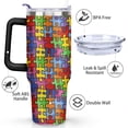 thumbnail image 3 of Autism Awareness Colorful Puzzle Piece Skinny Stainless Steel Tumbler with Handle and Straw, 40oz Water Tumbler Cup, Vacuum Insulated Double Wall Travel Tumbler, 3 of 7