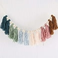 thumbnail image 4 of Sunjoy Tech Wood Bead Garland with Rainbow Cotton Rope Tassel Handmade Boho Elegant Rustic Farmhouse Wall Hanging Wooden Bead Decoration Home Supplies, 4 of 7