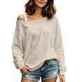 thumbnail image 4 of cocolona Off Shoulder Sweatshirts for Women Oversized Pullover Long Sleeve Drop Shoulder Casual Fall Tops, 4 of 8
