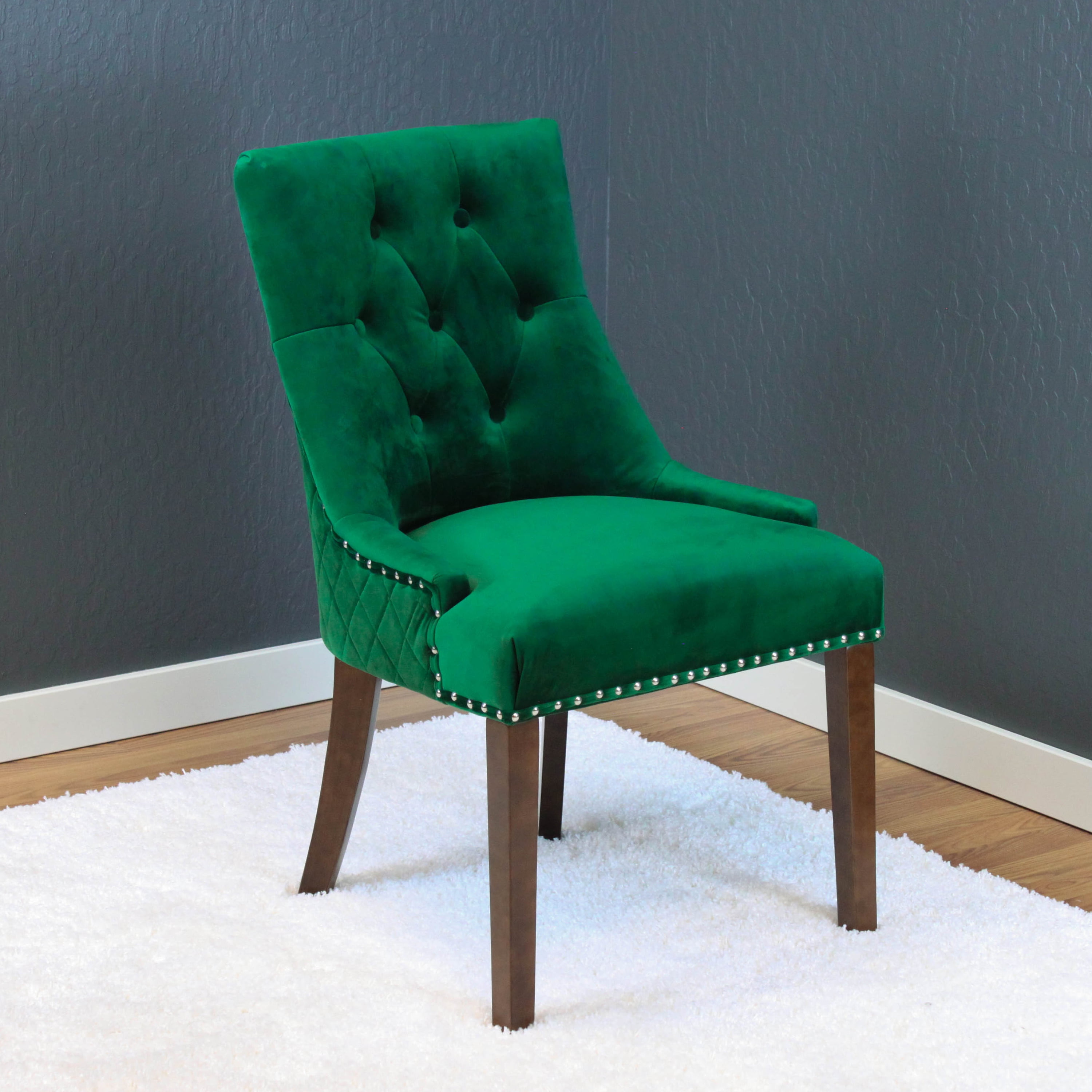 Lemele Emerald Green Velvet Dining Chairs (Set of 2) - Walmart.com