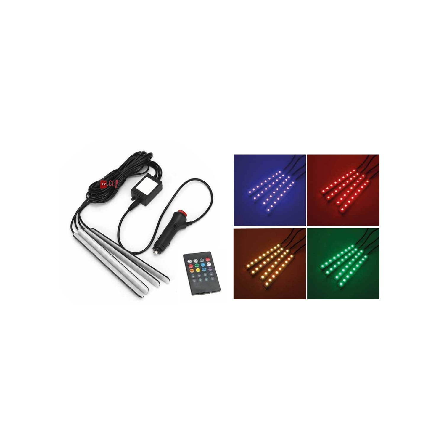 Kit De 4 Tiras Led Flexibles Rgb Para Autos - Ps
