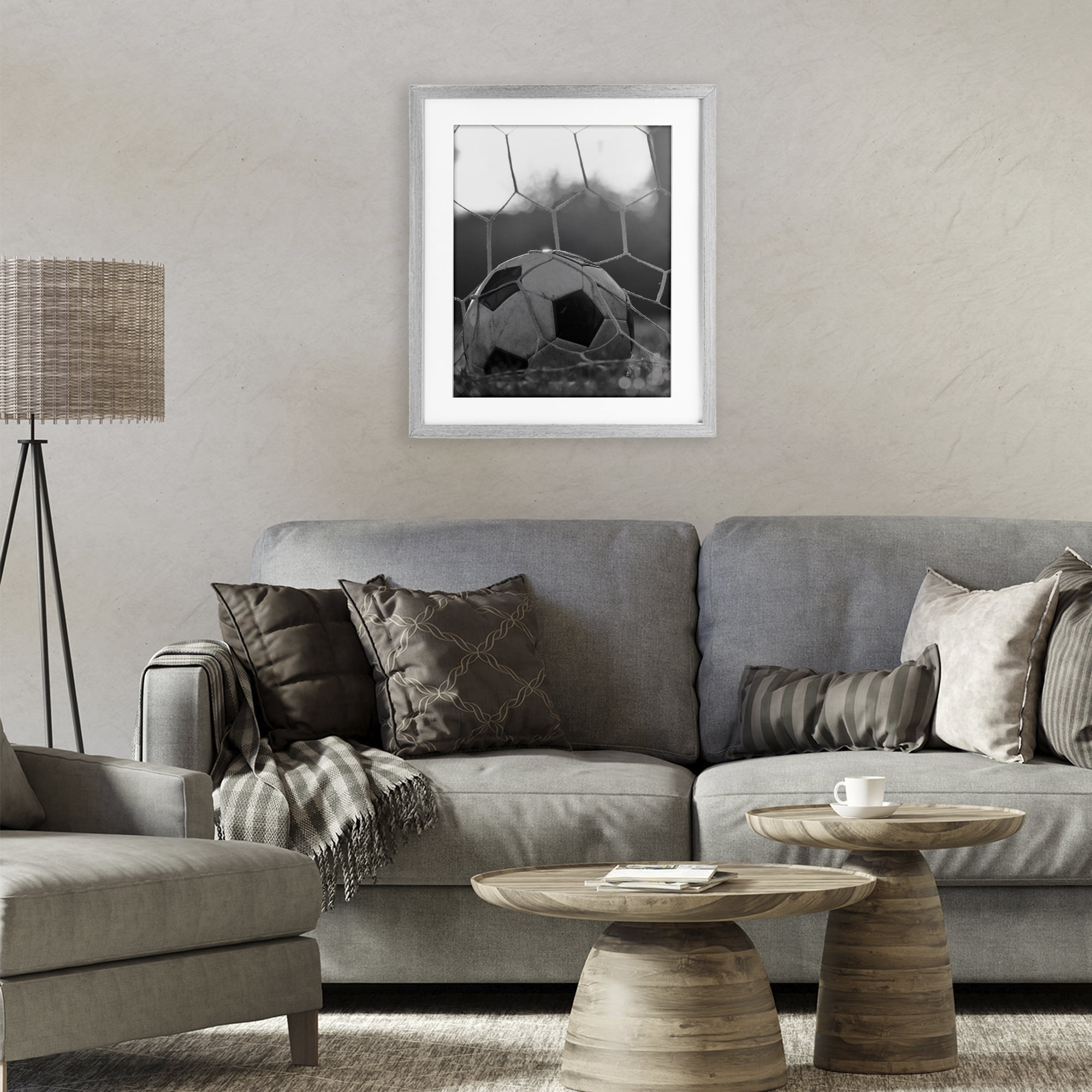 Stupell Industries Soccer Goal Score Gray Framed Print Under Glass, design by Marcus Prime