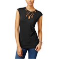 thumbnail image 2 of INC Blusa tipo jersey con cordones y recortes para mujer, negro, XS I-N-C Pull-over, 2 of 2