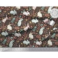 thumbnail image 3 of Soimoi Brown Cotton Duck Fabric Leaves & Rabbit Animal Print Fabric by the Yard 42 Inch Wide, 3 of 3