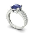 thumbnail image 2 of 3.96ct Cushion Cut Blue Tanzanite 18k White Gold Engraving Statement Bridal Wedding Designer Ring Size 3.5, 2 of 5