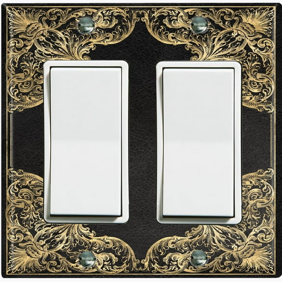 Metal Light Switch Plate Cover Black Yellow French Victorian Frame FRA003