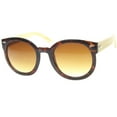 thumbnail image 2 of sunglassLA Unisex Eco-Friendly Genuine Bamboo Temples Oversize Round Sunglasses (Tortoise / Amber) - 53mm, 2 of 4