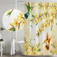 thumbnail image 4 of Watercolor Floral Shower Curtain Set - Small 36" x 72" Washable Bathtub Curtain with 12 Hooks, Yellow Flower Hummingbirds Botanical Spring Waterproof Fabric Shower Curtains for Bathroom/Bathtub, 4 of 6