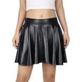 thumbnail image 2 of HDE Women's Shiny Liquid Metallic Wet Look Flared Pleated Skater Skirt Black XXL, 2 of 6