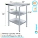 48" X 18" Stainless Steel Work Table With 2 Shelves - NSF Certified Commercial Kitchen Prep Table