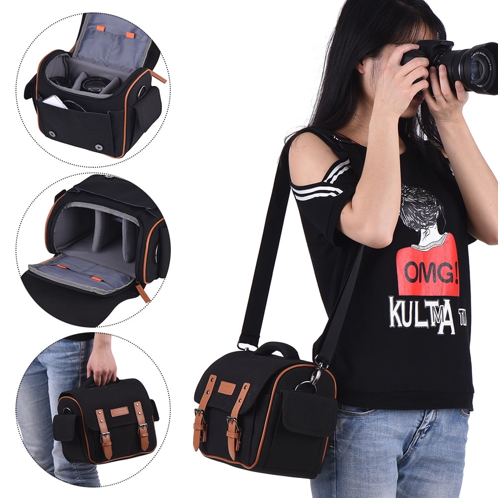 Sacoche Appareil Photo Andoer - Pour Reflex, Hybrides | 1 Appareil + 2 Objectifs + Accessoires | Housse Pluie Incluse