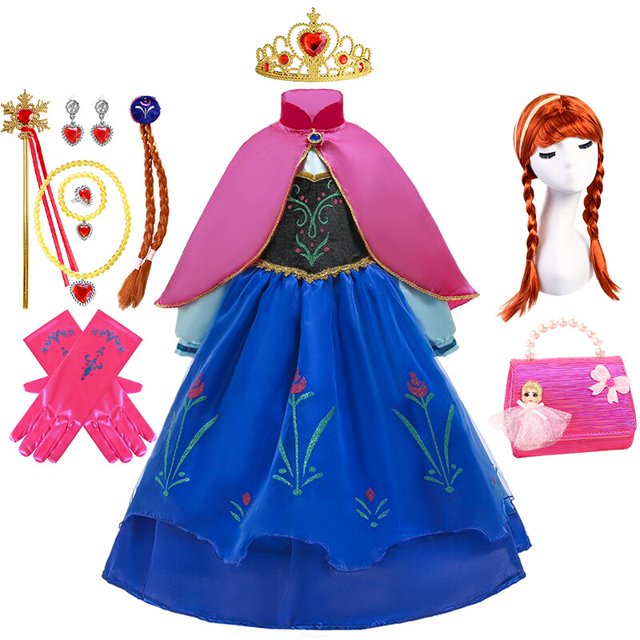 Disfraz de princesa Anna y Elsa para niña, disfraz de reina de la nieve, disfraz de fantasía para actuación, disfraz de hada para Halloween Fivean unisex
