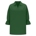 thumbnail image 4 of Womens T Shirt Loose Fit Long Sleeve Solid Color Fashion Lapel Womens Sprimg Clothing,Green,L, 4 of 5