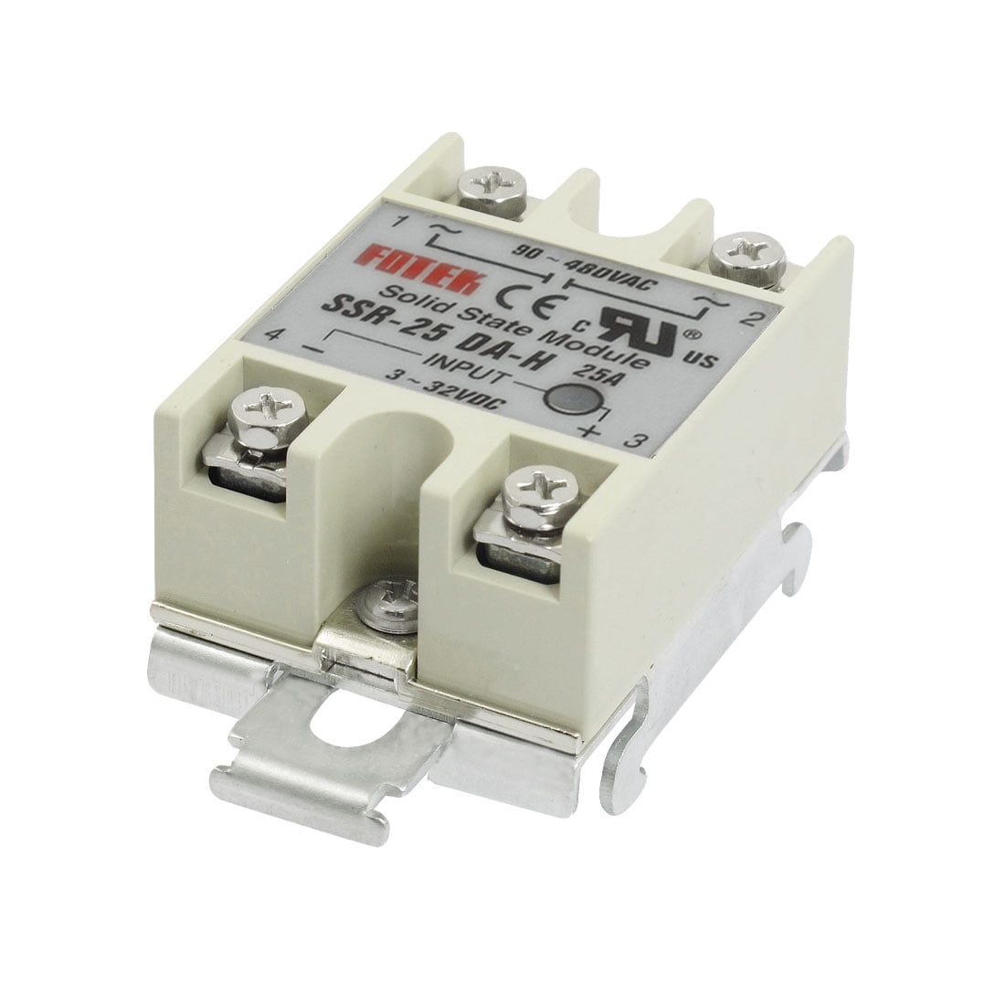25A Gray Metal Base Solid State Relay DIN Rail Mount SSR25DAH Input