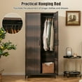 thumbnail image 6 of Kadyn Wardrobe Closet, Bedroom Armoires, Wardrobe Cabinet, 62 Inch Wicker Wardrobe with 2 Doors PE Rattan Closet with Hanging Rod-Brown, 6 of 8