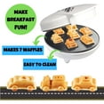 thumbnail image 3 of Cars & Trucks Mini Waffle Maker - Make 7 Different Vehicles- Police Car Firetruck Construction Truck & Automobile Shaped Pancakes- Electric Non Stick Iron w Recipe Guide, Kids Gift, 3 of 5