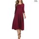 thumbnail image 4 of Sonducket Vestido de mujer Cuello Otoño Vestido de mujer Traje de cuello Media manga Vestido de columpio grande Vestidos Vino rojo 3XL, 4 of 6