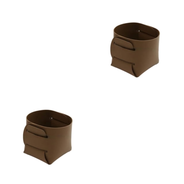 Toystoory Almacenamiento de escritorio de cuero: agregue un toque de sofisticación a su espacio de trabajo con este soporte. Caja de marrón 9*9*10 CM 2piezas
