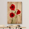 thumbnail image 3 of wall26 Canvas Print Wall Art Vivid Red Poppy Flower Trio on Wood Panels Nature Wilderness Digital Art Realism Chic Colorful Multicolor Ultra for Living Room, Bedroom, Office - 12"x18", 3 of 7