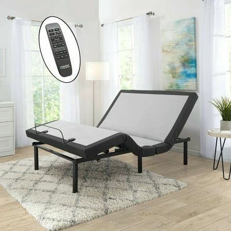 Nestl Adjustable Massaging Bed Frame, King Adjustable Bed Mattress, Electric Adjustable Bed Base with Wireless Remote, USB Ports, LED Light