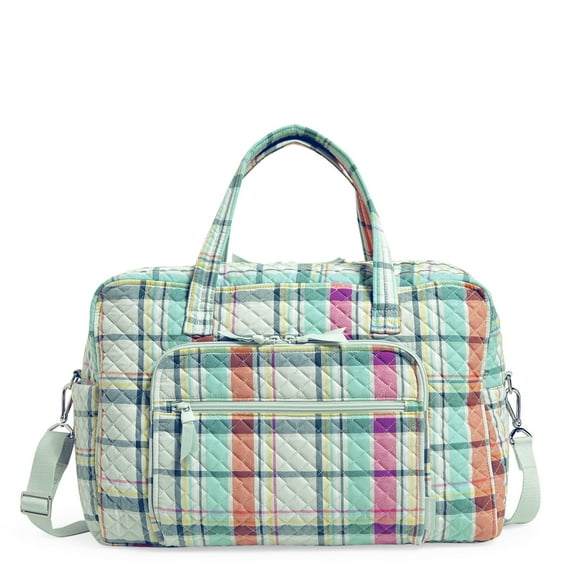 Vera Bradley Women's Recycled Cotton Weekender Travel Bag Pastel Plaid