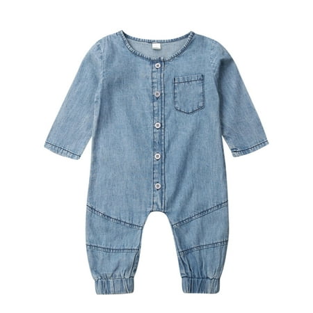 

Hirigin Infant Kid Baby Girl Boy Clothes Soft Denim Romper Bodysuit Jumpsuit