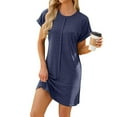 thumbnail image 2 of Kmdttou Women's Short Sleeve Loose Plain Dresses Fashion Plus Size Women Loose Round-Neck Summer Short Sleeve Mini Dress, 2 of 8