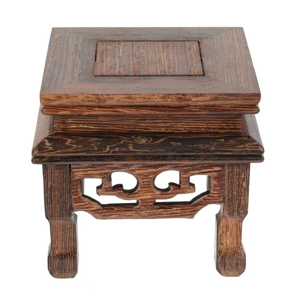 Pawsdot Wooden Flowerpot Stand, Brown, Chinese Style Design for Indoor Adornment