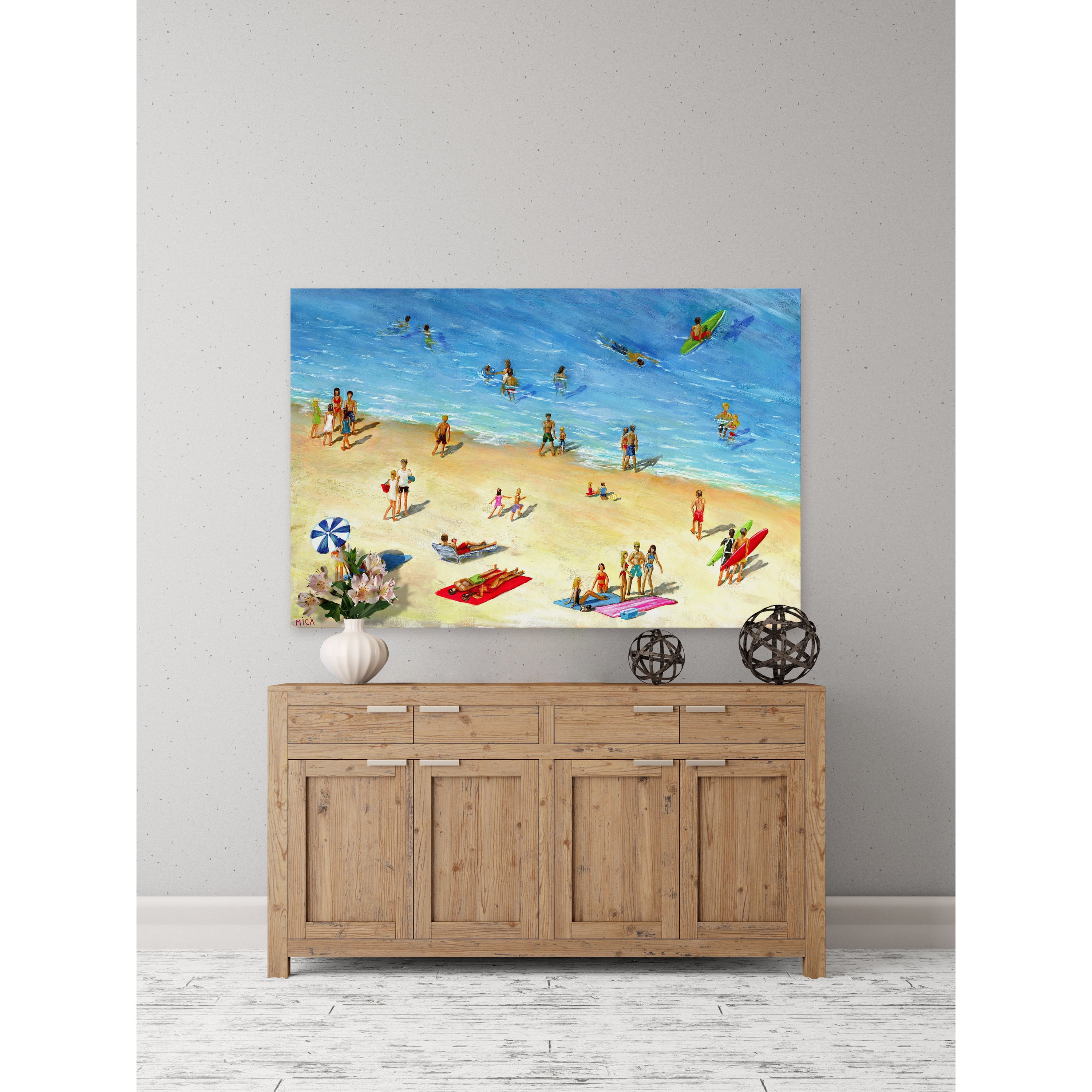 "Fun at the Beach" Painting Print on Wrapped Canvas