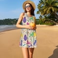 thumbnail image 3 of Easygdp Colorful Poodle Dog para Vestido Transpirable de Mujer, Vestido Suelto de Manga Corta con Pliegues y Bolsillos para el Verano, 3 of 7