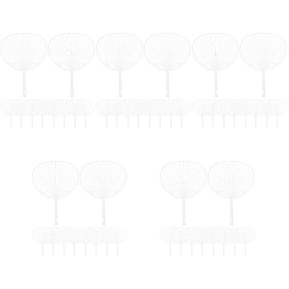 50 pcs  Japanese Fan Uchiwa DIY Kit Hand-held Fan Framework for DIY Crafts (White)