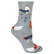 Wheel House Designs - Rooster on Gray Socks - 10-13