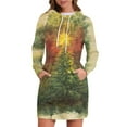 thumbnail image 2 of Christmas Dresses for Women Women's Sweatshirt Dress Long Sleeve Hoodies Dresses with Snowflake Christmas Tree Print for Casual Fall and Winter Wear,Army Green,L, 2 of 7