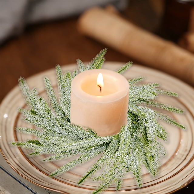 Artificial Christmas Wreath, 26 Inch Plastic Pine Garland for Holiday Table Centerpiece Decor, Candle Ring, Wine Bottle Decoration, Fireplace Mantel Swag with Lifelike Needles for Festive Home Decor
