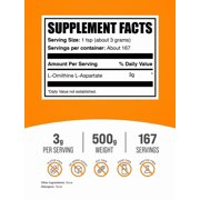 BulkSupplements L-Ornithine L-Aspartate Powder - 3g per Serving - 500 Grams (1.1 lbs) - 167 Servings