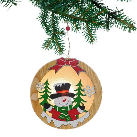 

Viworld Christmas Luminous Wooden Pendants LED Light Christmas Ornaments Decoration Glowing Small Pendant Santa Snowman Deer for Christmas Tree