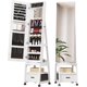 thumbnail image 1 of 360-degree swiveling mirror jewelry gabinete - tamaño completo-length mirror, lockable almacenamiento con cajón y wheels, blanca, 1 of 6