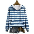 thumbnail image 5 of larppty Women's Striped Full Zip Hoodies Oversized Sweatshirts Long Sleeve Trendy Fall Fashion Hoodies Jacket Tops with Pocket (Blue, S), 5 of 9