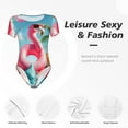 thumbnail image 4 of Bingfone Motif Flamant Rose Tropical pour Piscine Justaucorps à Col Rond pour Femmes, Justaucorps à Manches Courtes à Boutons-Pression, Adapté pour Fête, Sports, Usage Quotidien-TG, 4 of 7