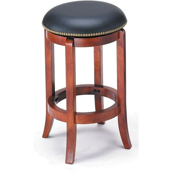 24-Inch Swivel Bar Stool with Nailhead Trim, Cherry