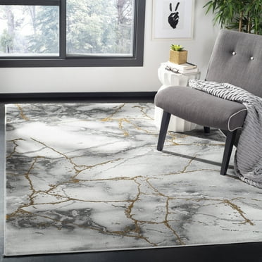 SAFAVIEH Craft Paul Abstract Marble Area Rug, Grey/Gold, 5'3" x 7'6"