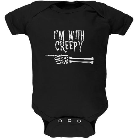 

Halloween I m With Creepy Black Soft Baby One Piece - 3-6 months