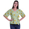 thumbnail image 3 of Moomaya Printed Wrap Over with Belt Style Top For Women Printed V-Neck Casual/Formal Top, 3 of 6