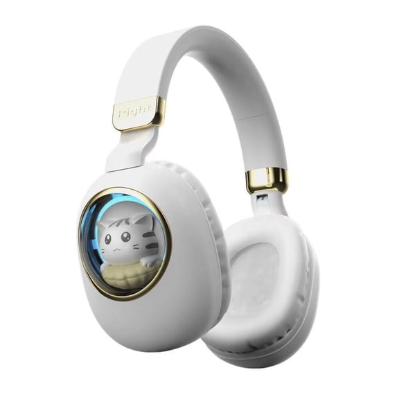 Kids Headphones with Mic LED Light Up 3D Cat Wireless Kids Headphones Adjustable Headband Over Ear Headsets