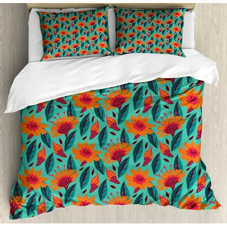 Botanical Duvet Cover Set King Size Ditsy Style Floral Pattern